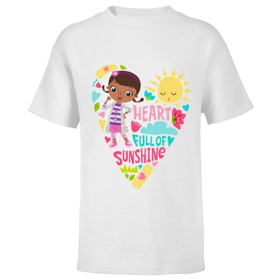 Disney Doc McStuffins Heart Full of Sunshine Girls’ - Short Sleeve T-Shirt for Kids - Customized-White