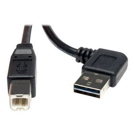 UPC: 0037332179463 | Tripp Lite UR022-003-RA Tripp Lite Universal Reversible USB 2.0 Hi-Speed Cable – (Right / Left Angle Reversible A to B M/M) 3-ft.
