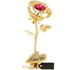 Matashi Single 24k Gold Plated Rose Flower Tabletop Ornament w/Red Crystals Metal I Love You Floral Arrangement | Best Ever Gift for Valentine's Day, Birthday, Mother's Day, Christmas, Anniversary