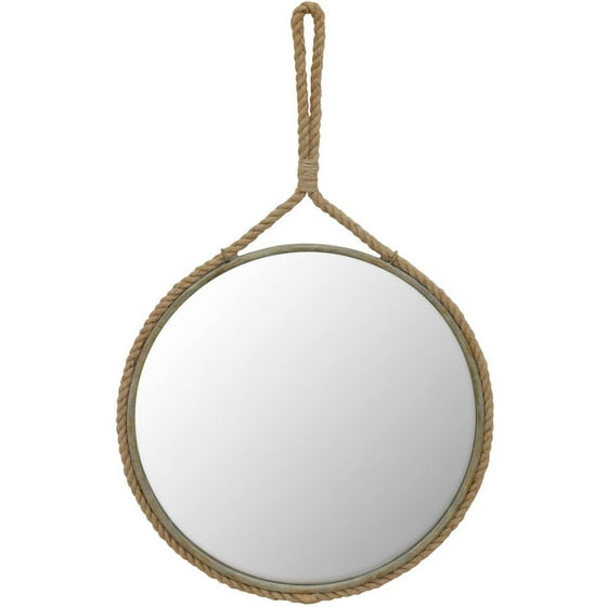 Stonebriar Collection Suspended Round Mirror With Rope Handle 40 X25