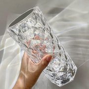 LINLIN Crystal Bedside Table Lamp, Crystal Rose Diamond Table Lamp Touch Control,3 Lighting Colors Brightness Adjustable USB Rechargeable Crystal Decorative Nights Lamp