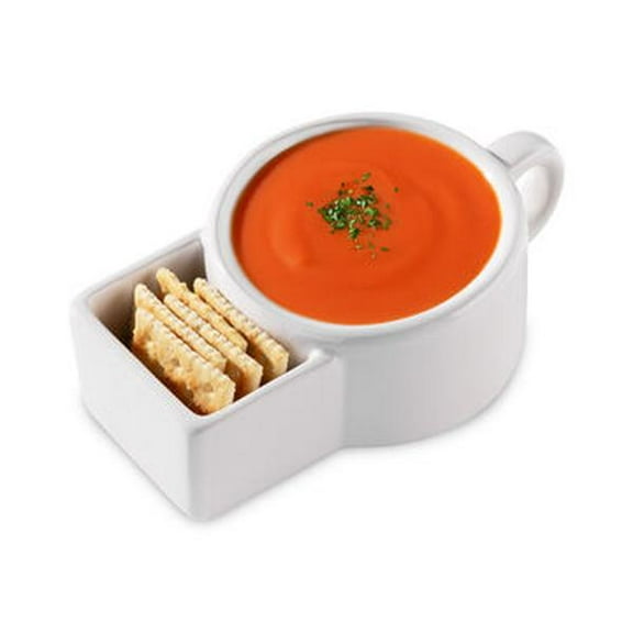 Clever Ceramic Soup & Cracker Mug - Keep Your Crackers Tidy and at-the-Ready