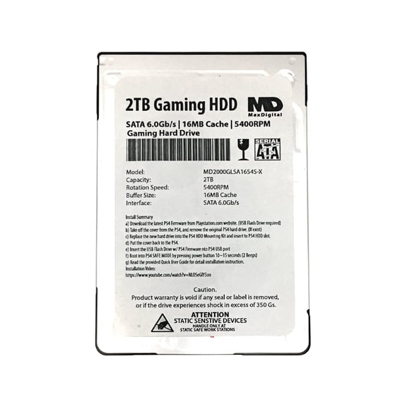 MaxDigitalData 2TB 5400RPM 16MB Cache (7mm) 2.5" SATA 6.0Gb/s Internal Gaming PS4 Hard Drive - 2 Year Warranty