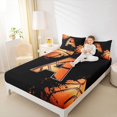 thumbnail image 4 of Homewish Cartoon Basketball Boys Twin Sheet Sets, Black Orange Monogrammed A Twin Fitted Sheet, Modern Ball Sports Player Flat Sheet, Breathable Home Decor, 3pcs, 4 of 7