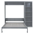 thumbnail image 6 of Queen Size Murphy Bed Wall Bed with  Side Cabinet Storage Shelves,  Wood Foldable Platform Bed Vertical Wall for Bedroom Guest Room Home Office, Gray, 6 of 9