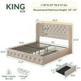 thumbnail image 3 of King Size Bed Frame with Storage Drawers and Tufted Headboard Velvet Upholstered Platform Bed Frame with LED Light Wingback, Beige, 3 of 10