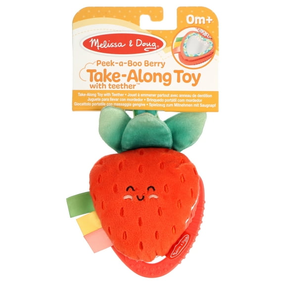 Melissa & Doug Peek-a-Boo Berry Take-Along Toy with Teether, Clip-On Stroller Toy for Baby Ages 12m 