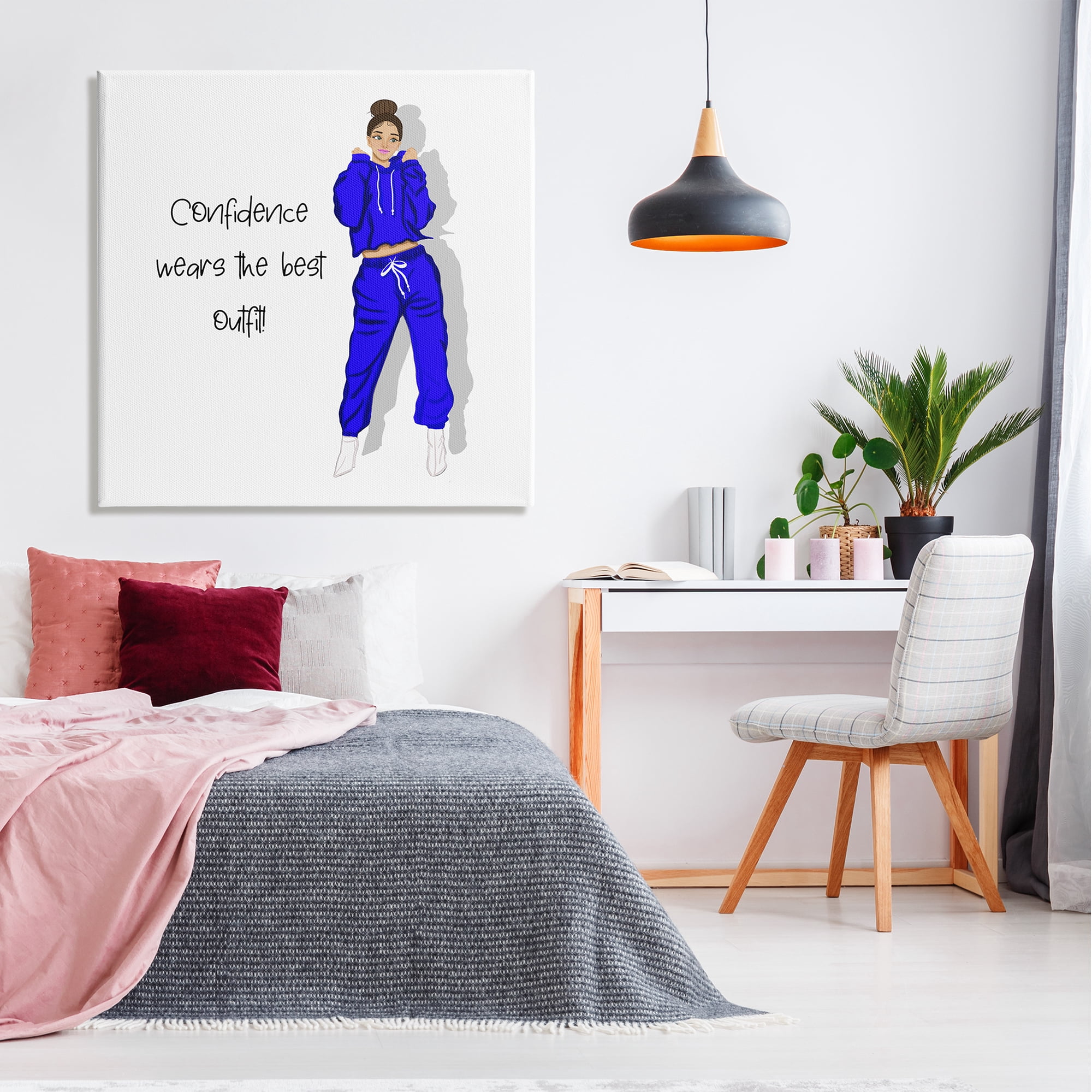 Stupell Industries Confidence Fashion Phrase Inspirational Painting Gallery Wrapped Canvas Art Print Wall Art, 36 x 36