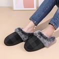 thumbnail image 2 of Tao Tao Womens Cozy Fuzzy Plaid House Slippers Memory Foam Slip on Indoor Outdoor Dark Gray 38, 2 of 9