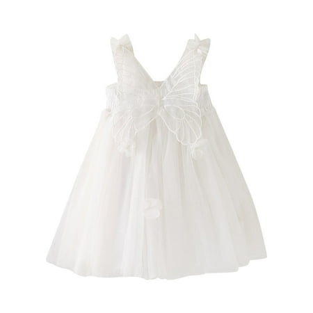 

Toddler Girls Sleeveless Butterfly Tulle Suspenders Dress Dance Party Princess Dresses Clothes