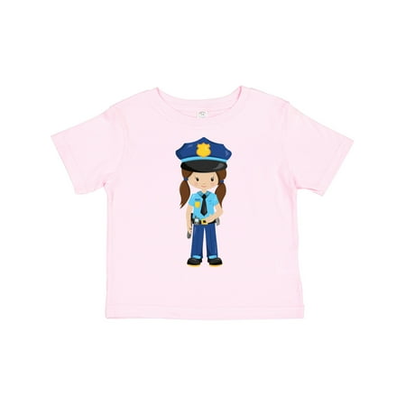 

Inktastic Police Girl Police Officer Cop Brown Hair Gift Toddler Toddler Girl T-Shirt