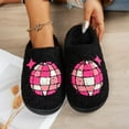 thumbnail image 4 of Fuzzy Winter Fuzzy Slippers Women Cozy Memory Foam House Shoes Soft Knit Non Slip Indoor Slippers Black 38, 4 of 6