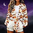thumbnail image 2 of Gamivast Open Front Cardigan for Women Tie Knot Long Sleeve Shrugs Witch Hat Print Lightweight Cropped Tops Halloween Cover Up for Fall Festival Holiday Outfits, 2 of 6