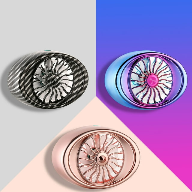 Ventilador Multifunción para Coche con Ajuste de Dirección de 360°, Motor Silencioso de 5 Aspas, 3 Velocidades y Luz Ambiental de Color.
