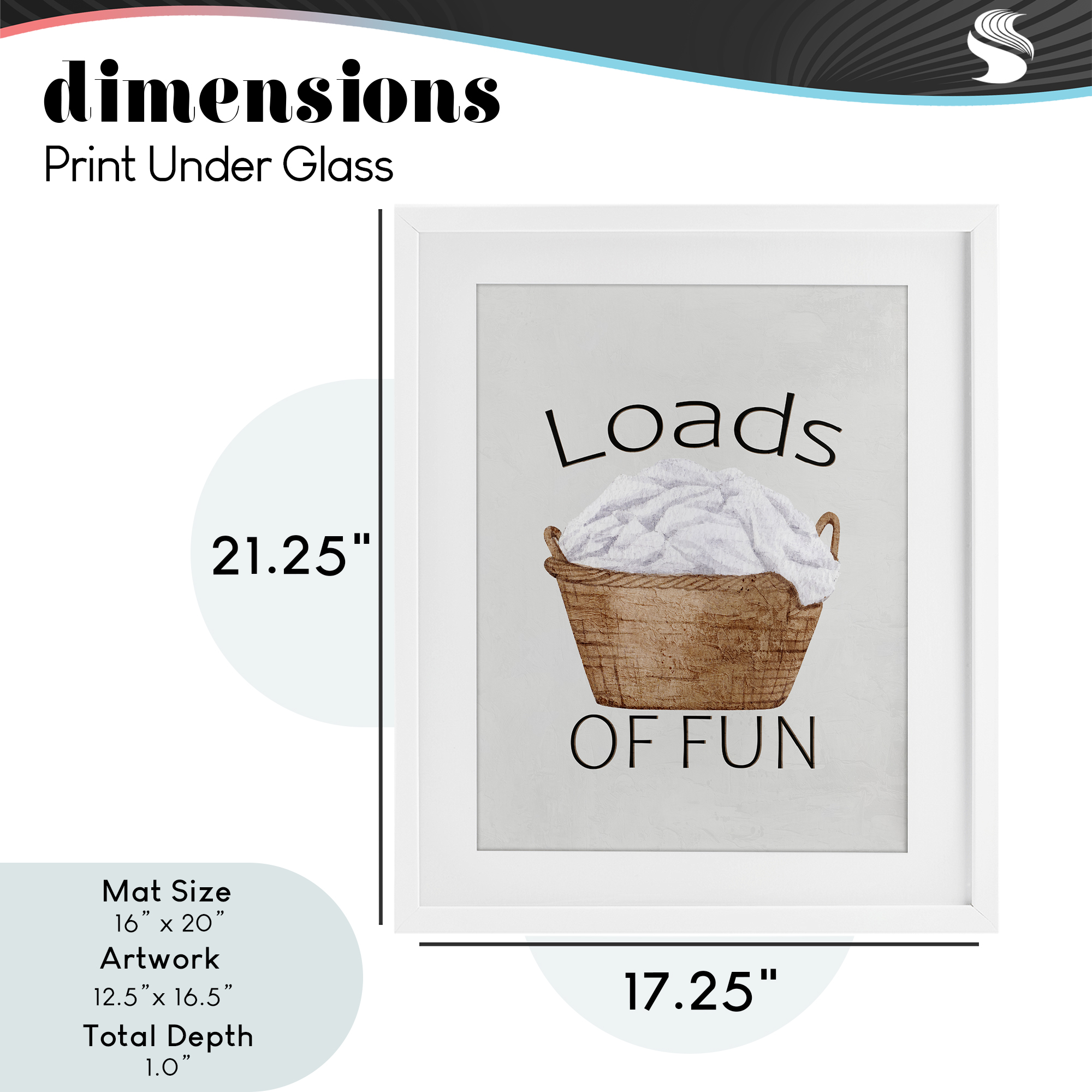 Loads Of Fun Laundry Basket White Framed Print Under Glass, design by Kim Allen