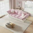 thumbnail image 6 of TICOZE 74.8 Inch Pink Velvet 3-in-1 Convertible Sleeper Tufted Sofa with 2 Pillows, Queen Size Pull Out Sofa Bed for Living Room and Guest Room, 6 of 9