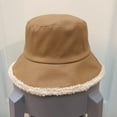 thumbnail image 3 of CoCopeaunts Large Bucket Hat Women Winter Raw Edge PU Leather Warm Lambs Wool Bucket Cap Reversible Fisherman Hat Two Side Wear, 3 of 8