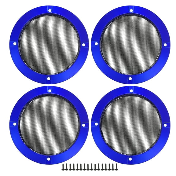 Unique Bargains 4 Pcs 4" Car Speaker Grills Cover Mesh Round Audio Subwoofer Protector with Mounting Screws Iron Blue