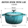thumbnail image 2 of Enameled Cast Iron Dutch Oven with Lid, 3 QT Heavy Duty Cookware for Baking, Cooking, Oven Safe, 2 of 6