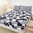 thumbnail image 3 of jejeloiu Geometric Waves Stripes Twin Sheet Sets,Geometric Lines Aesthetic Twin Fitted Sheet,Rgray White Black Flat Sheet For Girls Microfiber Bedroom Decor,3pcs, 3 of 7