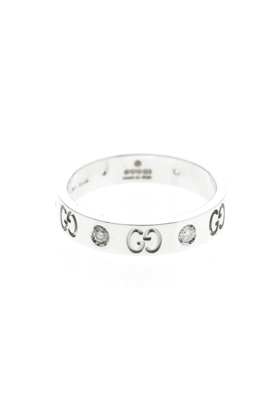 Pre-Owned Gucci Icon Ring Diamond White Gold (18K) Fashion Diamond Band Ring Silver
