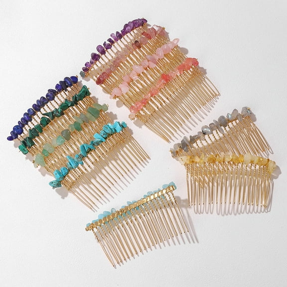Dalrosia Decorative Hair Side Comb Women Hair Comb Raw Crystal Hair Accessories Jeweled Tiara Handmade