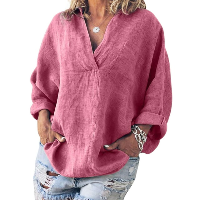 Chandail Tunique à Manches Longues Automne pour Femmes, Blouse Décontractée Ample pour Vacances, Col en V, Basique d'Hiver
