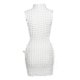 thumbnail image 3 of VISgogo - Vestido ajustado de verano para mujer, color sólido, sin mangas, cuello alto, vestido de vendaje hueco VISgogo moda, 3 of 4