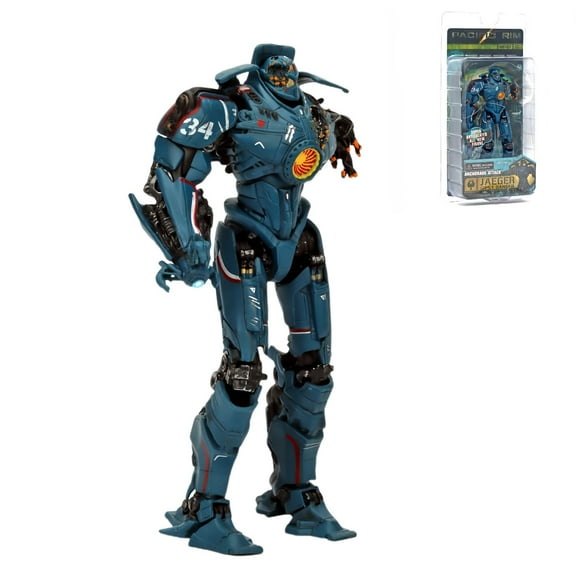 Pacific Rim Gipsy Avenger 7-Inch Articulated Action Figure – Battle-Damaged Collectible Movie Replica with Display Stand