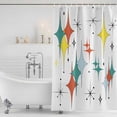 thumbnail image 4 of Middle Century Waterproof Fabric Shower Curtain,Boho Abstract Art Teal Orange Rhomboid Waterproof Fabric Shower Curtain for Bathroom Curtains Bathtubs Shower Curtains with 12 Hooks Small 36x78in, 4 of 8