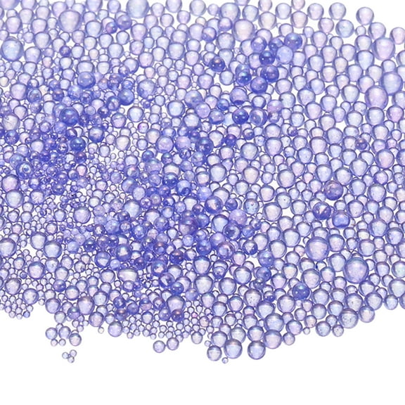 Uxcell Iridescent Glass Tiny Bubble Beads, 0.4-3mm 20g No Hole Micro Mini Round Denim Blue Water Droplets Beads, 2-Pieces
