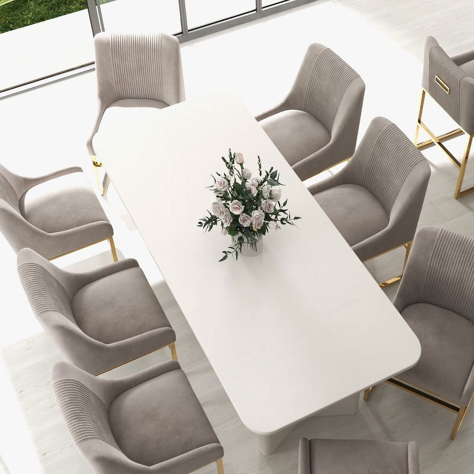 SEYNAR Modern Velvet Upholstered Accent Dining Chairs Set of 8, Kitchen Side Chair with Metal Frame for Living Room