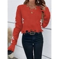 thumbnail image 4 of 2026 Womens Long Sleeve Sweater Casual Trendy Spring Top Fashion Red L, 4 of 5