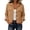 Khaki #007, variant on Corduroy Jacket Women Long Sleeve Button Down Cropped Jacket, L