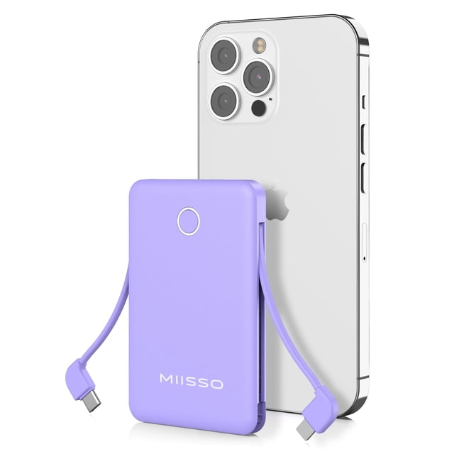 Power Bank miisso 6000 mAh Ultra Slim con cables integrados