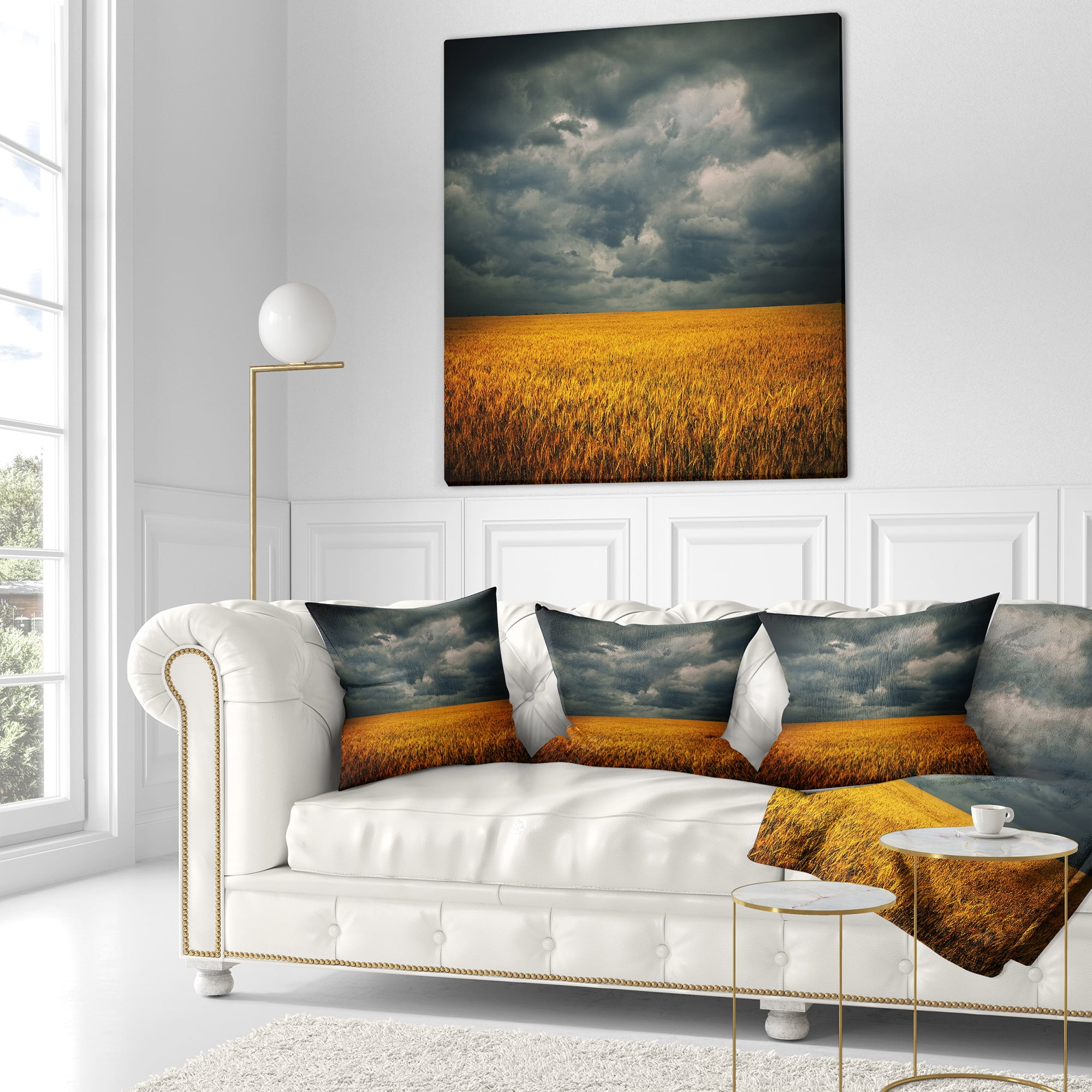 Designart 16" x 16" Black Polyester Throw Pillow