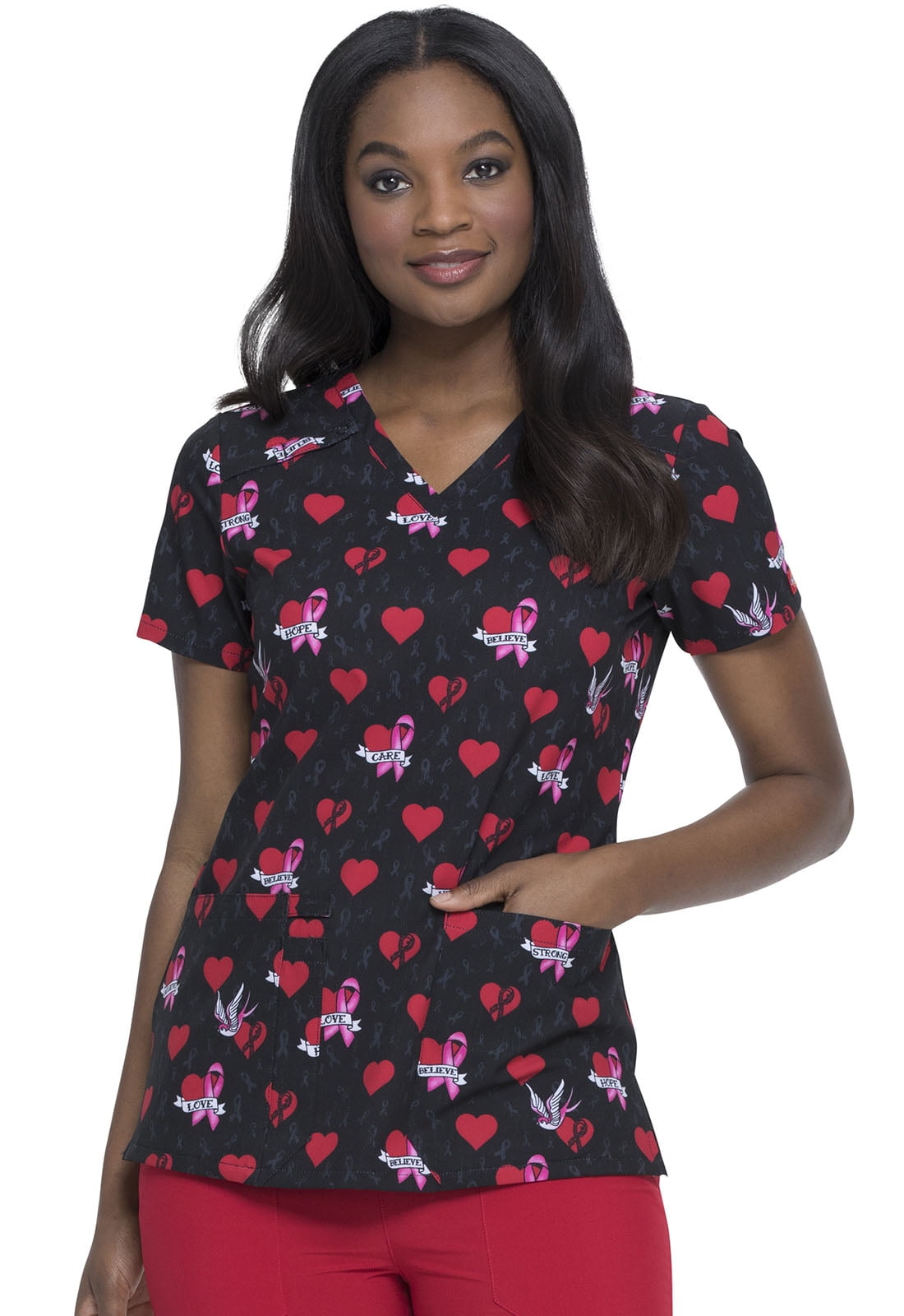 Dickies EDS Medical Scrubs Top for Women VNeck DK616, S, BeCause Of You
