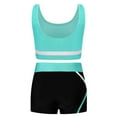 thumbnail image 2 of Kaerm Kids Girls 2 Piece Active Dancewear Outfit Crop Top and Shorts Set for Gymnastics Dancing Blue Green 12, 2 of 7