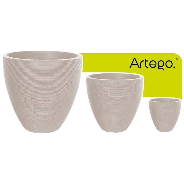 Macetas modernas set de 3 piezas BIG SIZE para exteriores grande ARABIA color blanco White off de Polietileno ultra ligera Artego Japi Hecha en Brasil