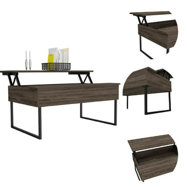 Plethoria Home Rectangle Lift Top Coffee Table Dark Walnut