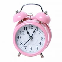 DESIGNICE Alarm Clock Twin Bell Silent Movement Metal Heavy Sleepers Alarm Clock for Desktop,Pink