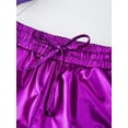 thumbnail image 5 of Zaldita Kids Girls Metallic Dance Shorts Gymnastics Shorts Sparkle Tumbling Bottoms Drawstring Athletic Shorts Dancewear Purple 130, 5 of 7