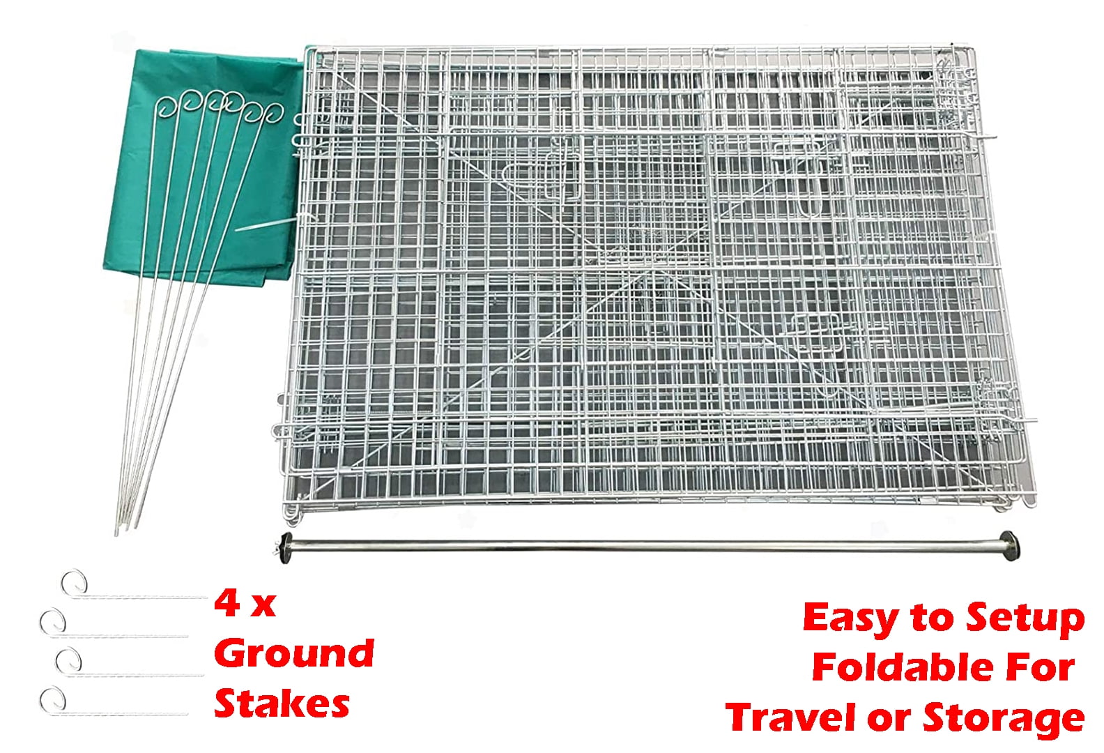 Mcage Large NO RUST Outdoor Stainless Galvanized Metal Outdoor Playpen Cage for Rabbit & Chicken with 4 Ground Stakes