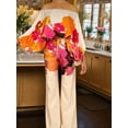 thumbnail image 3 of Conjunto de Dos Piezas Holgado de Otoño para Mujer, con Hombros Descubiertos, Estampado, Larga, Pantalones Anchos Informales. Estampado Naranja XL, 3 of 4
