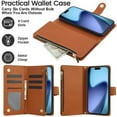 thumbnail image 3 of Case for Google Pixel 8 Pro RFID Blocking Protective Purse Case With Card Slots Holder Kickstand Wrist Strap Lanyard Zipper 3-card  Flip Wallet Case,Brown,For Pixel 8 Pro, 3 of 9