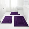 thumbnail image 1 of Juego de alfombras de baño HOMEIDEAS de 3 piezas, supersuaves y absorbentes, color morado, 1 of 8