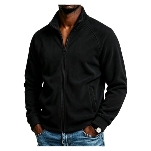 Men's Zip Up Fleece Lined Sweatshirts Lightweight Sweater Jackets Long Sleeve Stand Collar Jacket Fall Fashion Sweatshirt Winter Warm Coat
