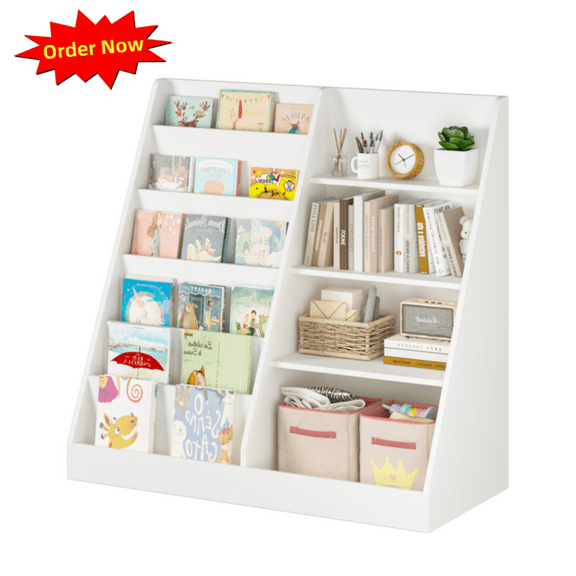 Tcbosik 4-Tier Bookshelf, Display Storage Rack for Small Space, Bookcase for Bedroom, Living Room, White