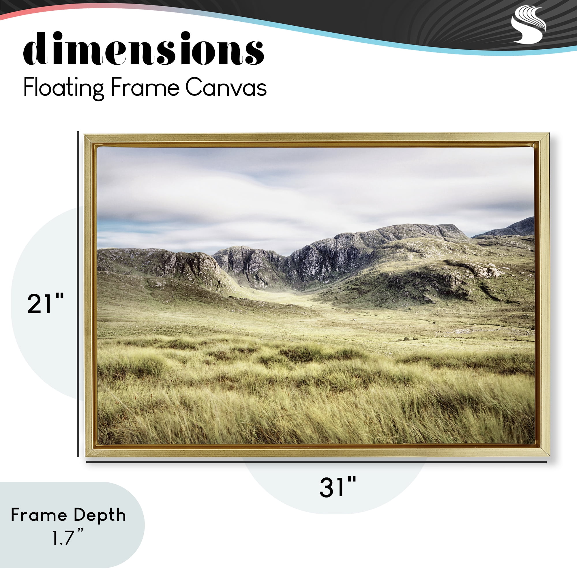 Stupell Industries Irish Countryside Hills Gold Framed Floater Canvas Wall Art, design by Andy Amos