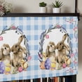 thumbnail image 5 of Easter Bunny Rod Pocket Curtain Valance, Spring Easter Eggs Chick Floral Blue Check Farmhouse Window Valance for Living Room, Bedroom, Kitchen 54"W x 18"L, 5 of 9